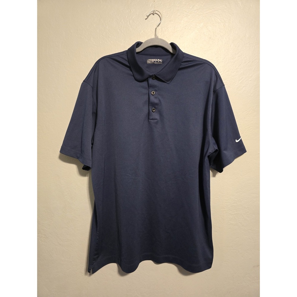 Nike Golf Mens Navy Blue Fit Dry Polo Shirt Sports Performance Classic Sz XL